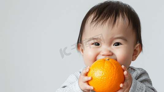 水果摄影照片_抱着橙子的婴儿摄影2