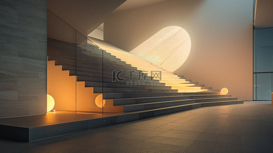 散步阶梯背景图片_阶梯空间灯光合成创意素材背景