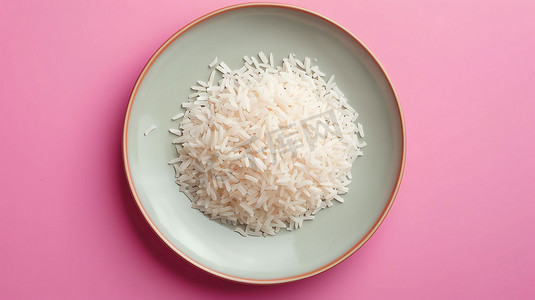 稻米俯瞰盘子食材摄影照片
