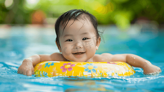 戴着游泳圈的婴儿摄影8