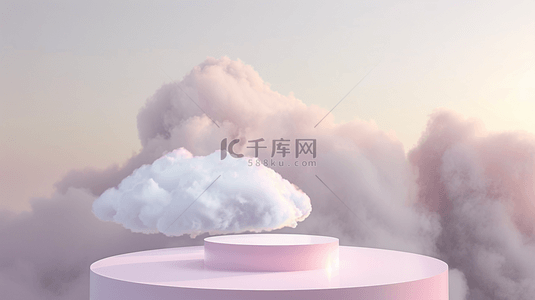 立体云朵背景图片_粉色立体电商装饰展台背景