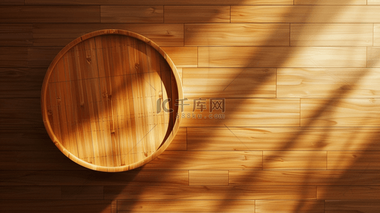 暖色木质圆形展台俯视纹理背景