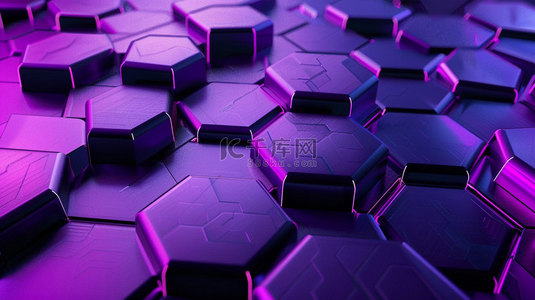 氢氧结合背景图片_紫色六边形结合合成创意素材背景