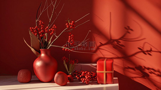 礼盒素材背景图片_红色礼盒树合成创意素材背景