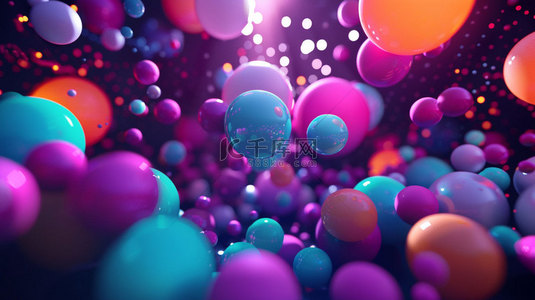 彩色球体悬浮合成创意素材背景