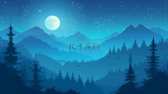 明月背景背景图片_远山森林明月合成创意素材背景