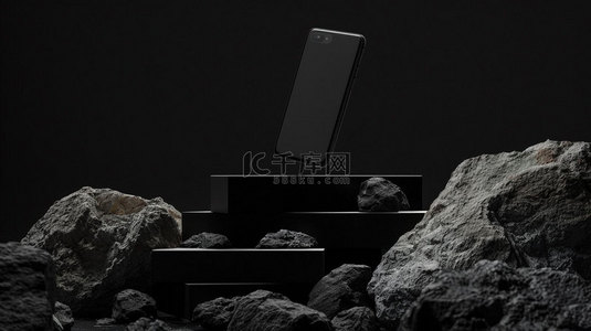 小寒手机背景图片_展台手机黑色合成创意素材背景