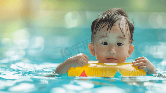 幼儿圆海报摄影照片_戴着游泳圈的婴儿摄影6