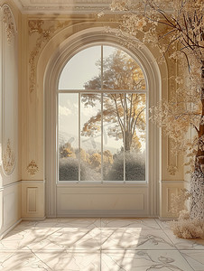 浅金色拱形门窗户高清图片