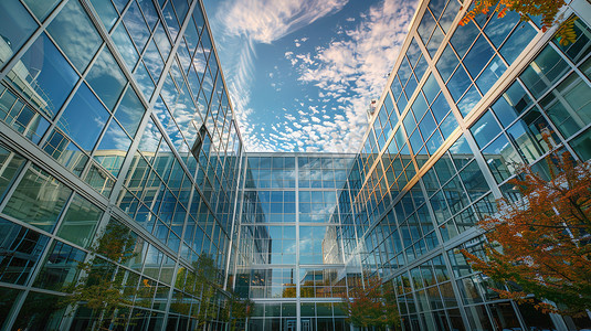 写字楼玻璃外墙摄影照片_现代化商务大厦图片
