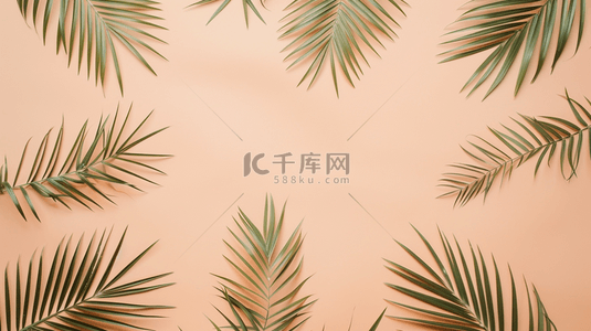 夏季简约树叶背景图片_粉色棕榈叶夏季装饰纹理背景