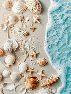 海滩沙滩摄影照片_海滩沙滩贝海水夏天图片