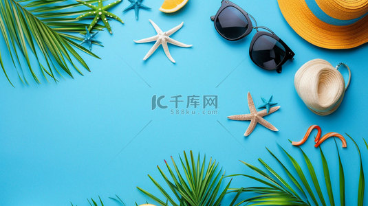 夏日合成背景图片_海滩海星夏日合成创意素材背景