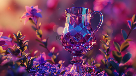 紫色水晶背景图片_紫色水晶奖杯合成创意素材背景