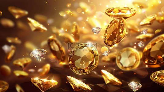 钻石金币璀璨合成创意素材背景