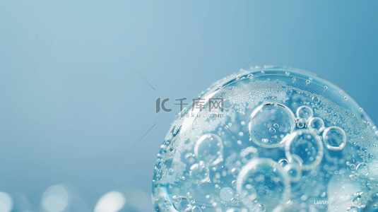 浅蓝色水晶晶体泡沫气泡的背景