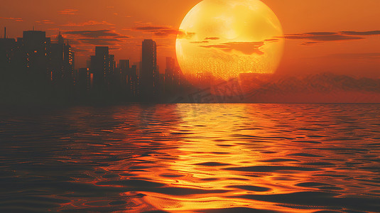 城市地平线日落太阳照片