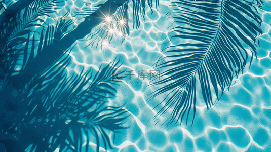 泳池椰树波浪合成创意素材背景