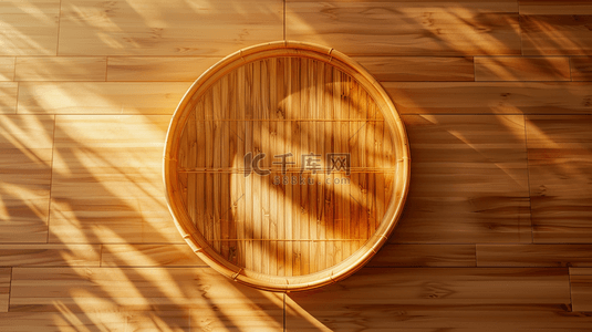 暖色木质圆形展台俯视纹理背景