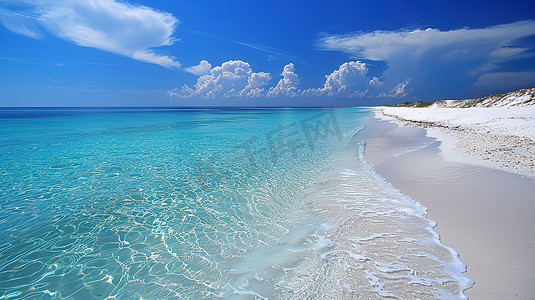 白沙滩摄影照片_美丽的白沙滩蓝天白云摄影图