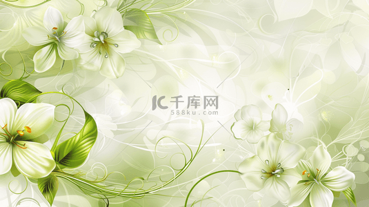 绿色淡雅植物花朵装饰背景