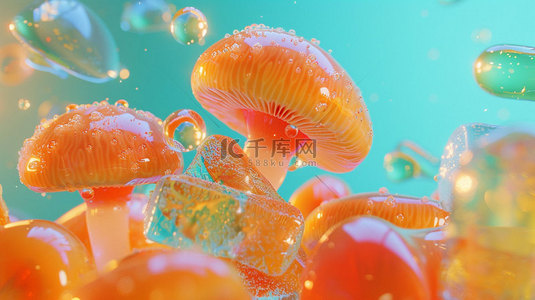 蘑菇软糖水果合成创意素材背景