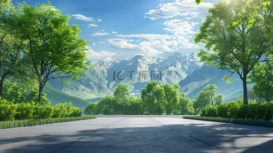 道路冰川绘画合成创意素材背景