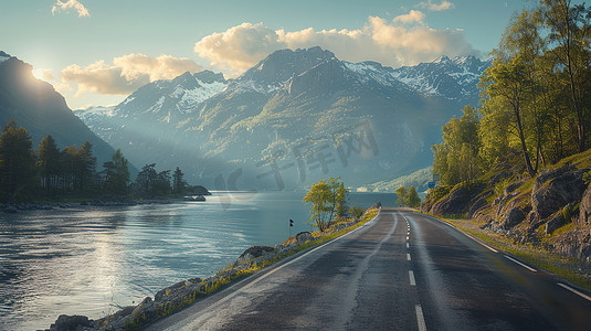 高山河流旅行道路图片