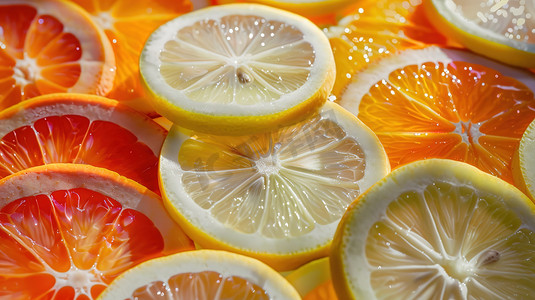 香橙摄影照片_柠檬西柚香橙切片图片