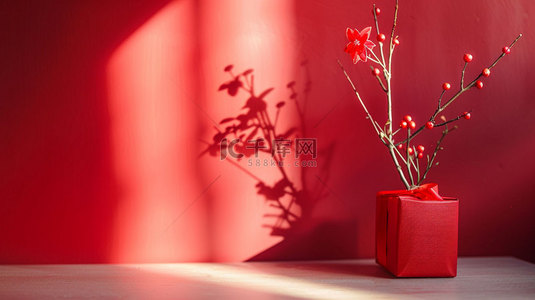 树创意背景背景图片_红色礼盒树合成创意素材背景
