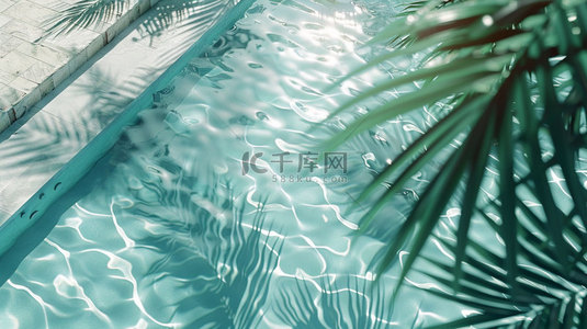 椰树背景图片_泳池椰树波浪合成创意素材背景
