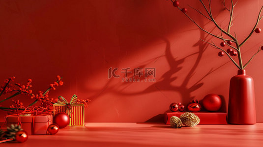 礼盒素材背景图片_红色礼盒树合成创意素材背景
