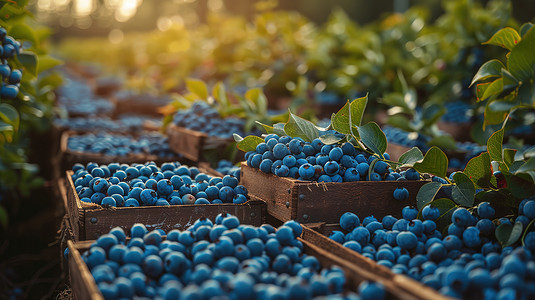 采摘蓝莓的蓝莓种植园图片