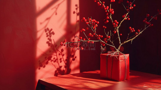 礼盒创意背景图片_红色礼盒树合成创意素材背景