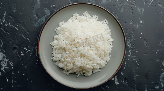 稻米摄影照片_稻米俯瞰盘子食材摄影照片