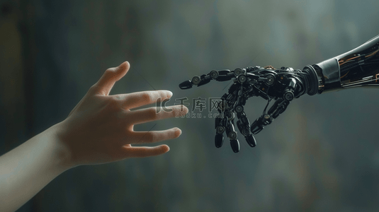 牵手背景图片_人类机器人牵手合成创意素材背景