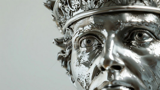 银制雕塑人面合成创意素材背景