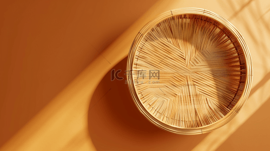咖啡俯视图原木背景图片_暖色木质圆形展台俯视纹理背景