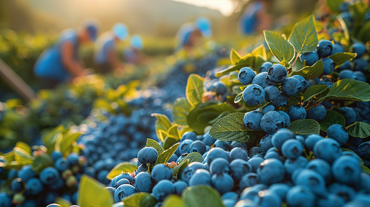采摘蓝莓摄影照片_采摘蓝莓的蓝莓种植园照片