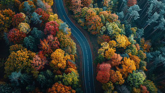 大自然乡村森林道路高清摄影图