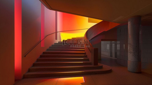 阶梯空间背景图片_阶梯空间灯光合成创意素材背景