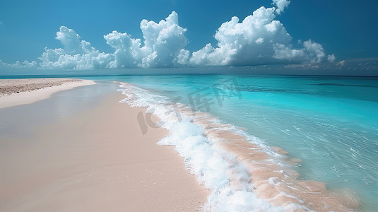 美丽的白沙滩蓝天白云图片