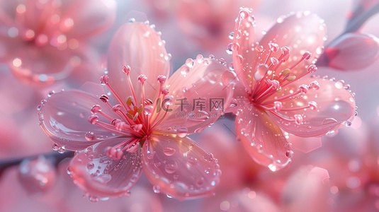 粉色花瓣晶莹合成创意素材背景