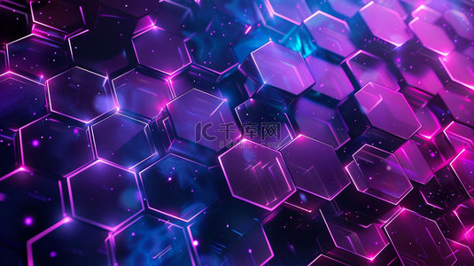 结合背景背景图片_紫色六边形结合合成创意素材背景