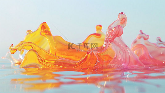 水创意素材背景图片_水状玻璃形状合成创意素材背景