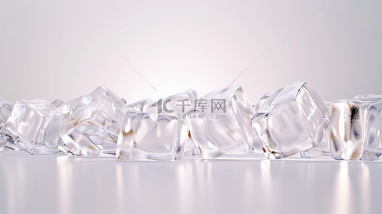 白色简约场景方形冰块晶体的背景