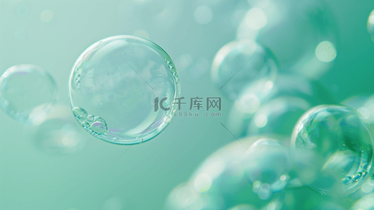 爆炸气泡框情绪背景图片_绿色简约唯美气泡泡沫飘飘的背景