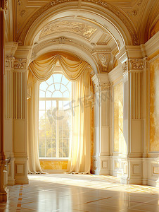 浅金色拱形门窗户摄影照片