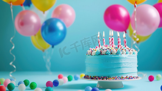 生日祝福手抄报摄影照片_生日派对上的蜡烛和蛋糕图片