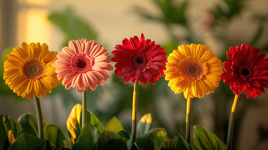 彩色非洲菊花丛图片